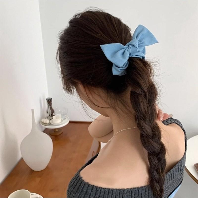 Korean BowKnot Hair Tie Scrunchies for Women Fashion Long Ribbon Elastic Hair Band Bow Ponytail Ties Girl Hair Accessories