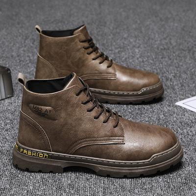 Men's Casual Tooling Shoes Spring and Autumn New High-top Lace-up Martin Boots Trendy Lace-up Flats