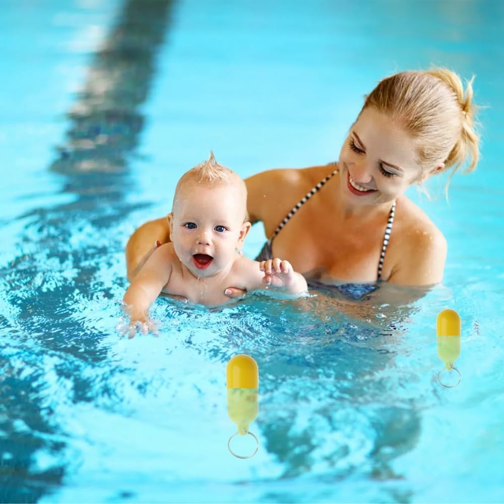 2 Pack Floating Keycha for Boat and Water Sports, Yellow Pill-Shaped Float Key Rings for Kayak, Sailing, Surfing, Fishing, Jet Ski, Car or House