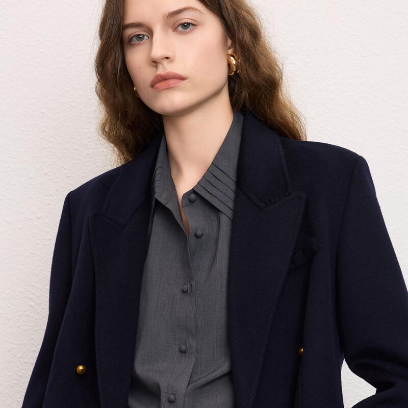 LANCY 100% Wool Short Double-Faced Blazer Coat