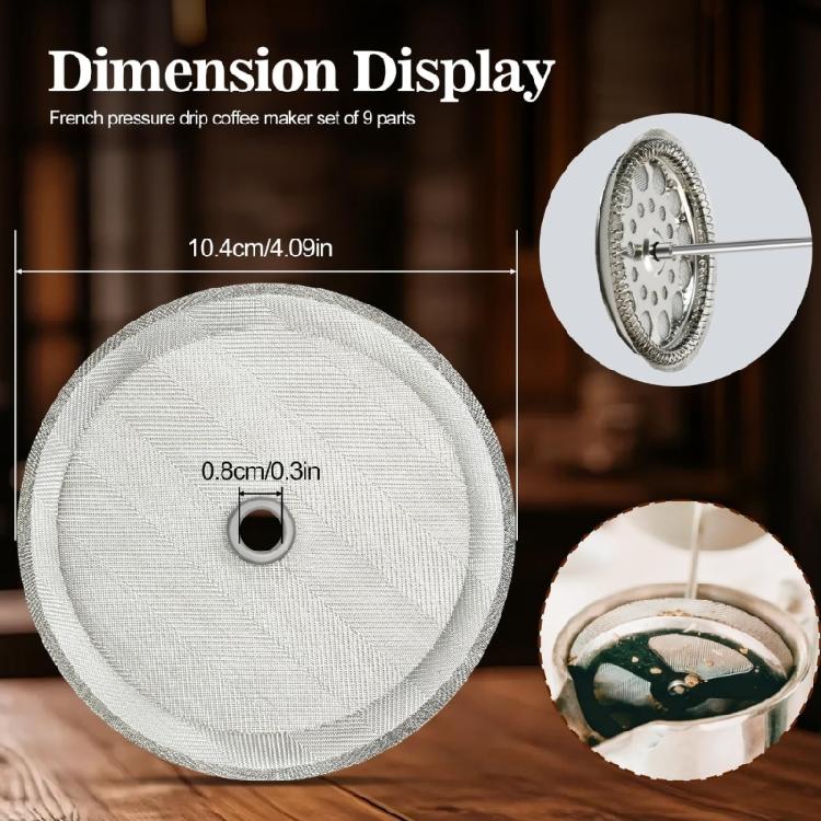 Professional Coffee Filter Mesh Universal 4In French Press Filter Replacements Set Includes Spirals and Crosses Disk