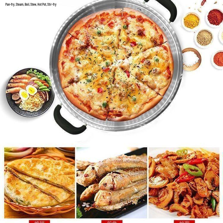 Extra Thick Stainless Steel Electric Non-Stick Frying Pan & Pancake Maker - Deep, Enlarged, Single-Sided, Flat Bottom, New Model for Home Use