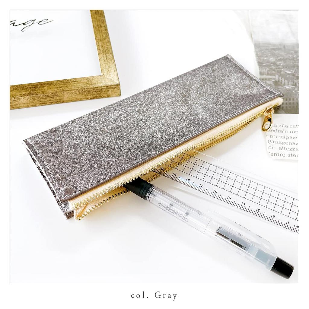 Genuine leather pen pencil pen writing pencil Italian pen chrome indigo case, glitter, case, leather, holder, compact, slim, stationery, implements,