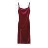 Women's Spring Summer Sexy Velvet Spaghetti Strap Maxi Dress, Slim Fit High Slit Cowl Neck Evening Party Formal Cocktail Gown