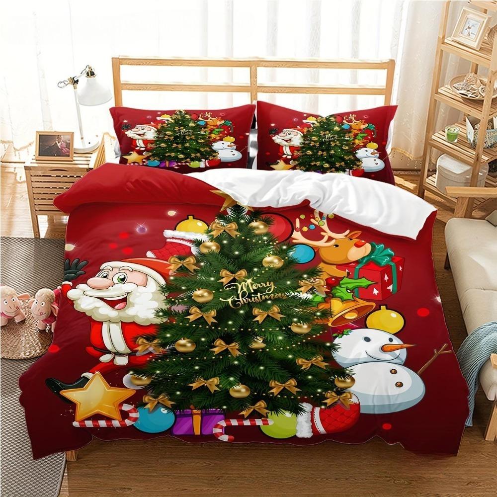 Christmas themed Santa Claus 2/3 piece bedroom set,Children'sGift Teenagers adulte Microfibre double bed Duvet Cover