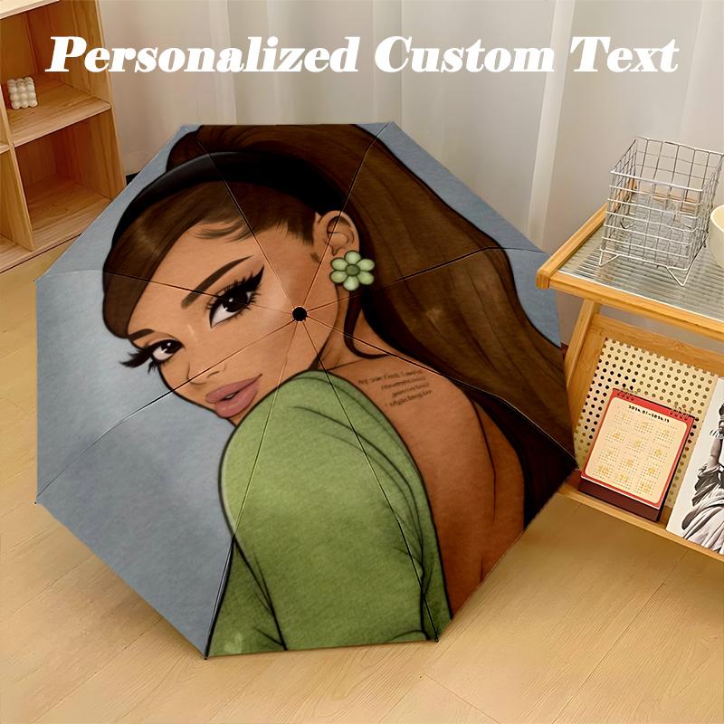 Portable Auto Folding Umbrella,Ariana Grande 8 Rib Waterproof Umbrella For Camping Commute
