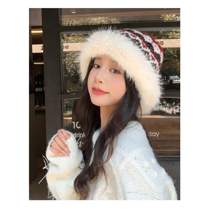 Women S Large Head Circumference Fleece Lined Bucket Hat For Autumn Winter Warm Fashionable Versatile