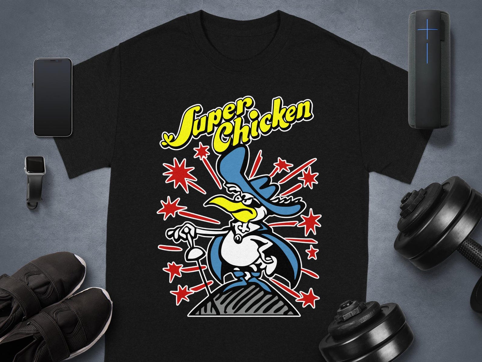 Super Chicken T-Shirt, Cartoon Chicken Tee, Funny Animal Shirt, Retro Style Gift, Animated Chicken Art, Unique Character Design Clothing S