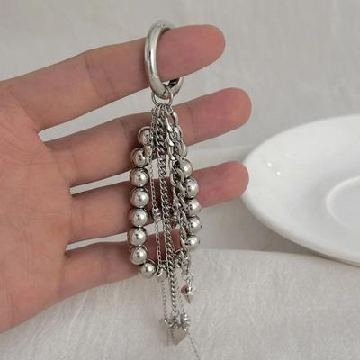 Mode Perlenbesetzter Schlüsselanhänger Quasten Dekoration Pfirsichherz Form Perle Taschenkette Metallanhänger Schmuck Taschenzubehör