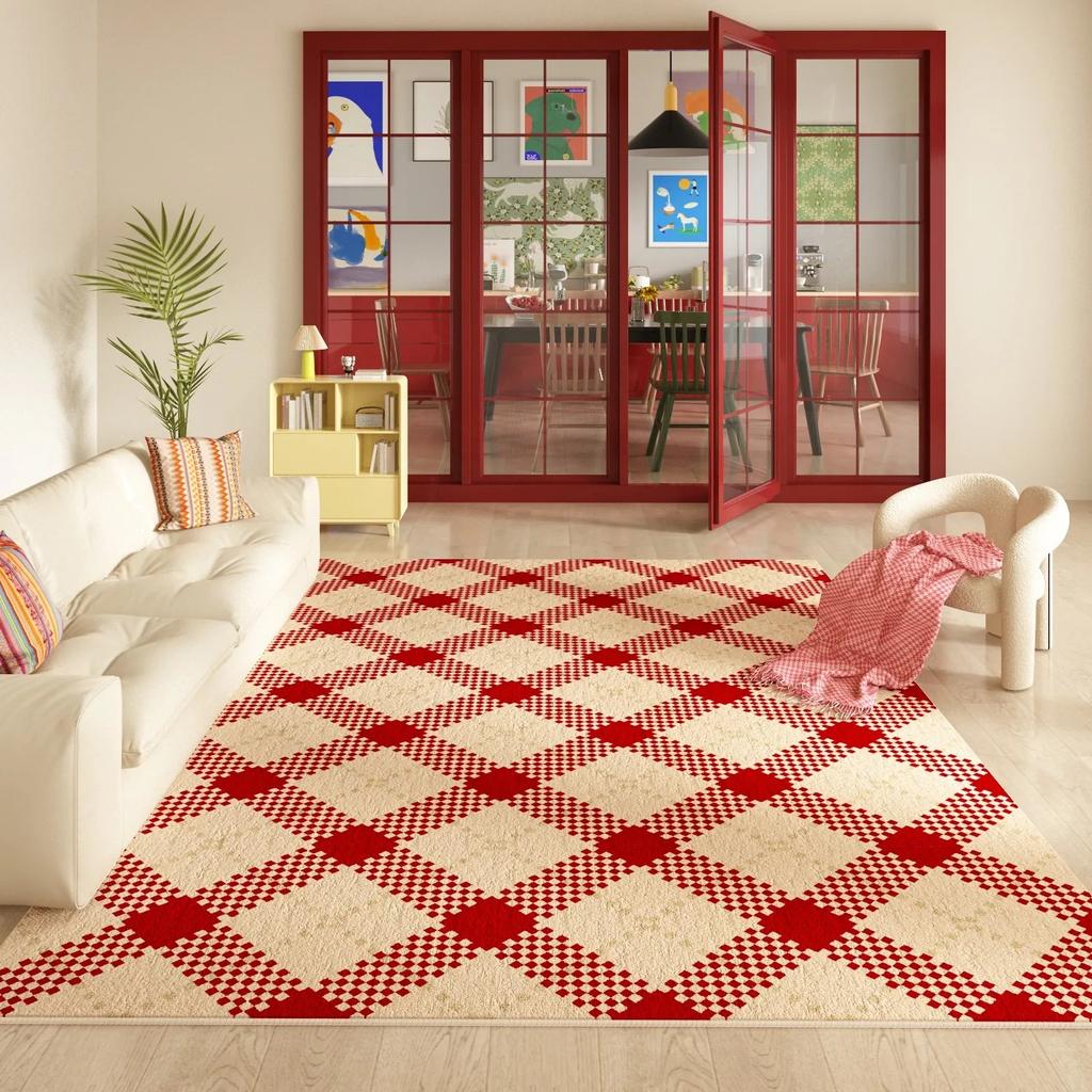 Geometric Pattern Carpet Mat Rug Diamond Checkerboard Color Block Modern Scandinavian Home Decoration Floor Mat Rugs for Bedroom