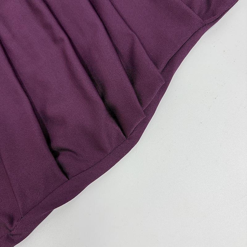 Elegant European Slim Fit Bodycon Dress - Autumn/Winter Collection, Solid Color, Pleated, Flowy, Belted Design