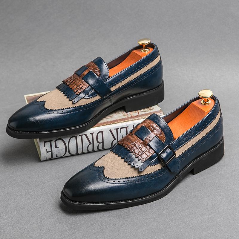 Spring British casual leather shoes men's retro men's flow one-footed cloth flower handsome men's shoes