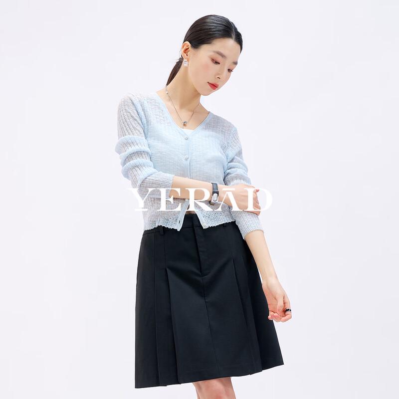 YERAD Women s A-line Pleated Midi Skirt L