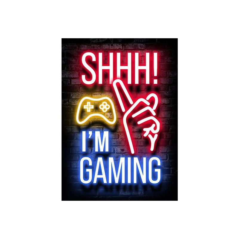 

Мотивационный неоновый эффект, игровой слоган, картинки, плоская печать на холсте, настенные постеры и картины для декора игровой комнаты, подарок для геймеров 30x45cm