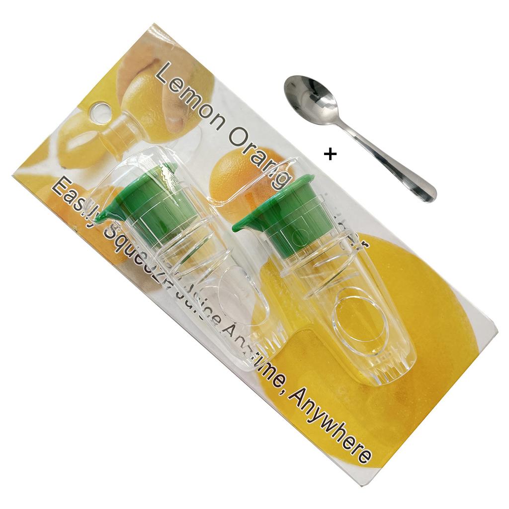 2 PC Fruit Squeezer Portable Resuable Lightweight Manual Lemon Juices eamer Built in Filter in Filter with Spoon for Home Travel