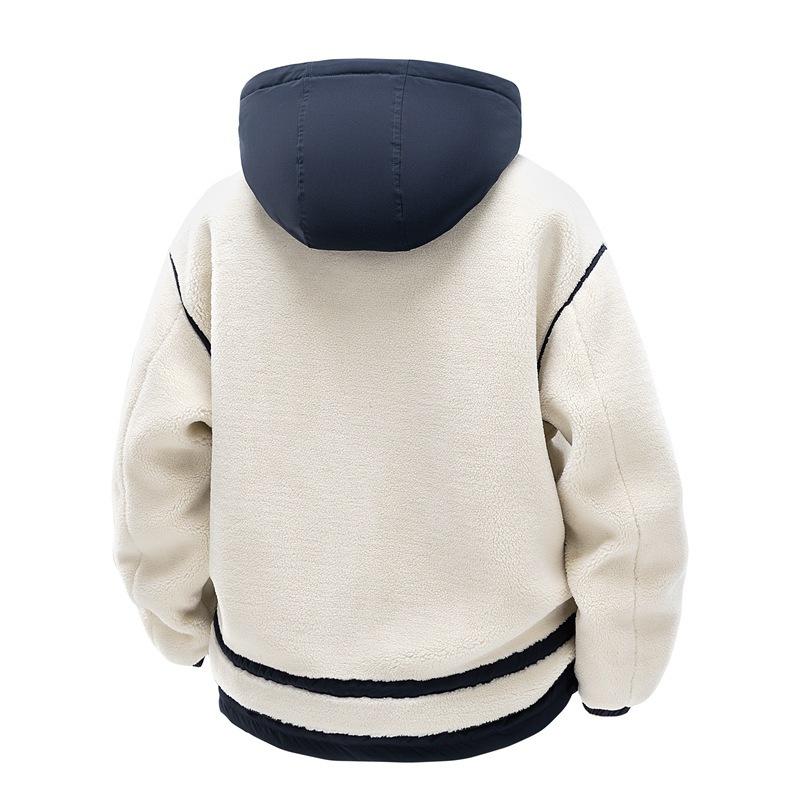 Lamb wool jacket for men and women in winter windproof velvet thickened cotton-padded clothing for couples thickened high-quality cotton clothing
