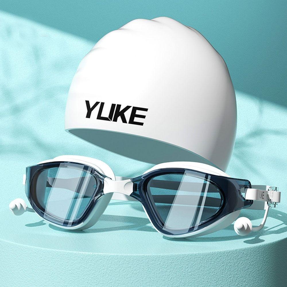With Nose Clip Silicone Swim Cap Anti-fog Diving Eyewear Adult Swimming Goggles Set  Water Sports