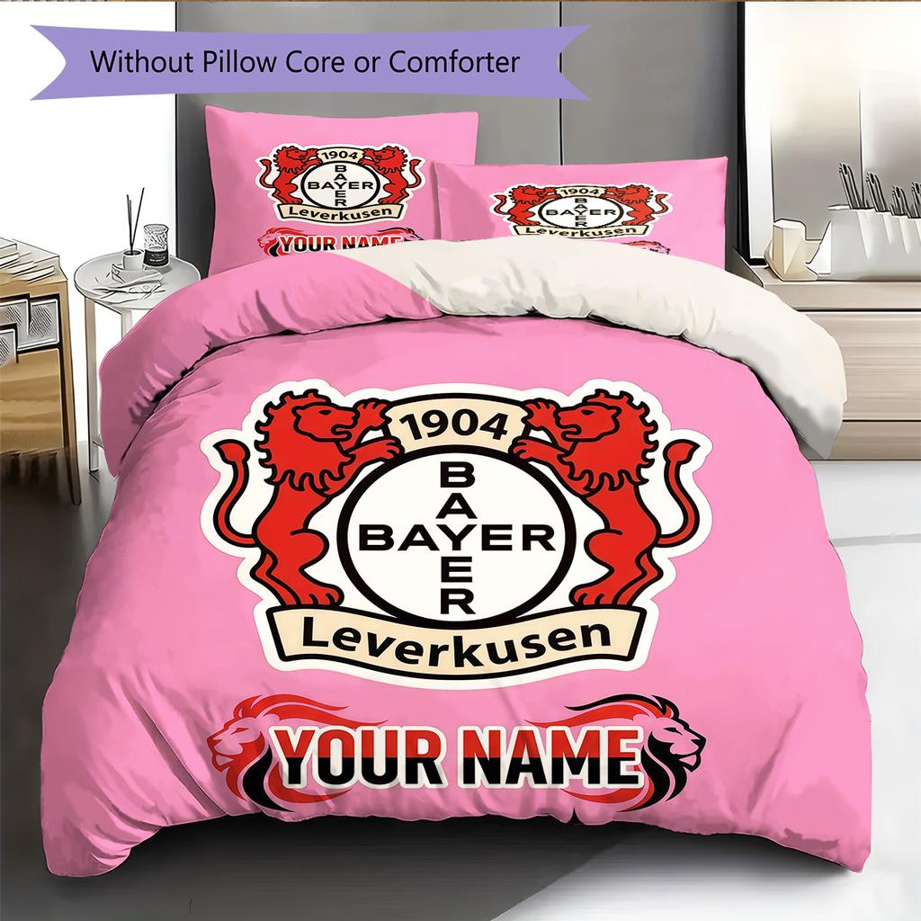 Custom Name Bayer 04 Leverkusen2 Pattern Bedding Quilt Set  Home Decoration  Gift (1 * Duvet Cover + 2 * Pillowcase  Without Core)