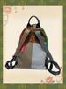 European & American Style Women's Colorful Patchwork Leather Anti-theft Backpack with Double Straps and Lock Buckle