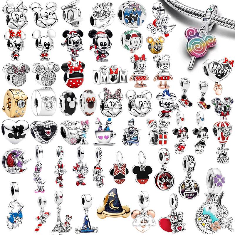 Minnie and Mickey Donald Duck Charm Bead Component Bead Components Compatible With Authentic Original Snake Copper Metal Bracelet High Quality Fine