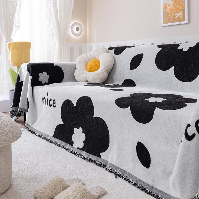 INS Style Flower Sofa Towel Four Seasons Universal Anti-Scratching Sofa Cover Cloth Full Covered Sofa Cover Sofa Cover Dustproof