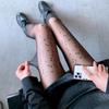 Women Sexy Tight Star Print Seamless-Pantyhose Stockings No-snagging Hose Sexy Lingerie-Patterned Tight Black White