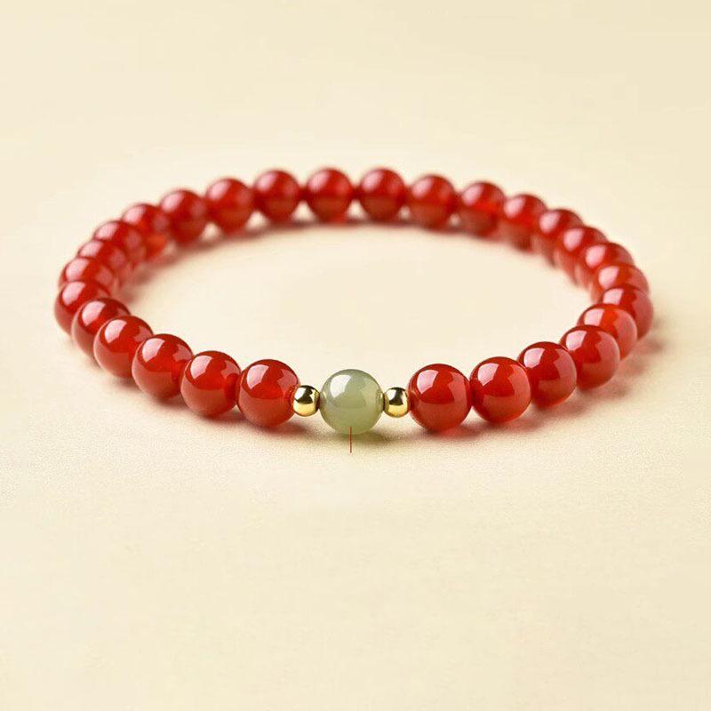 Gold Agate Women's Exquisite Red Woven Bead Bracelet