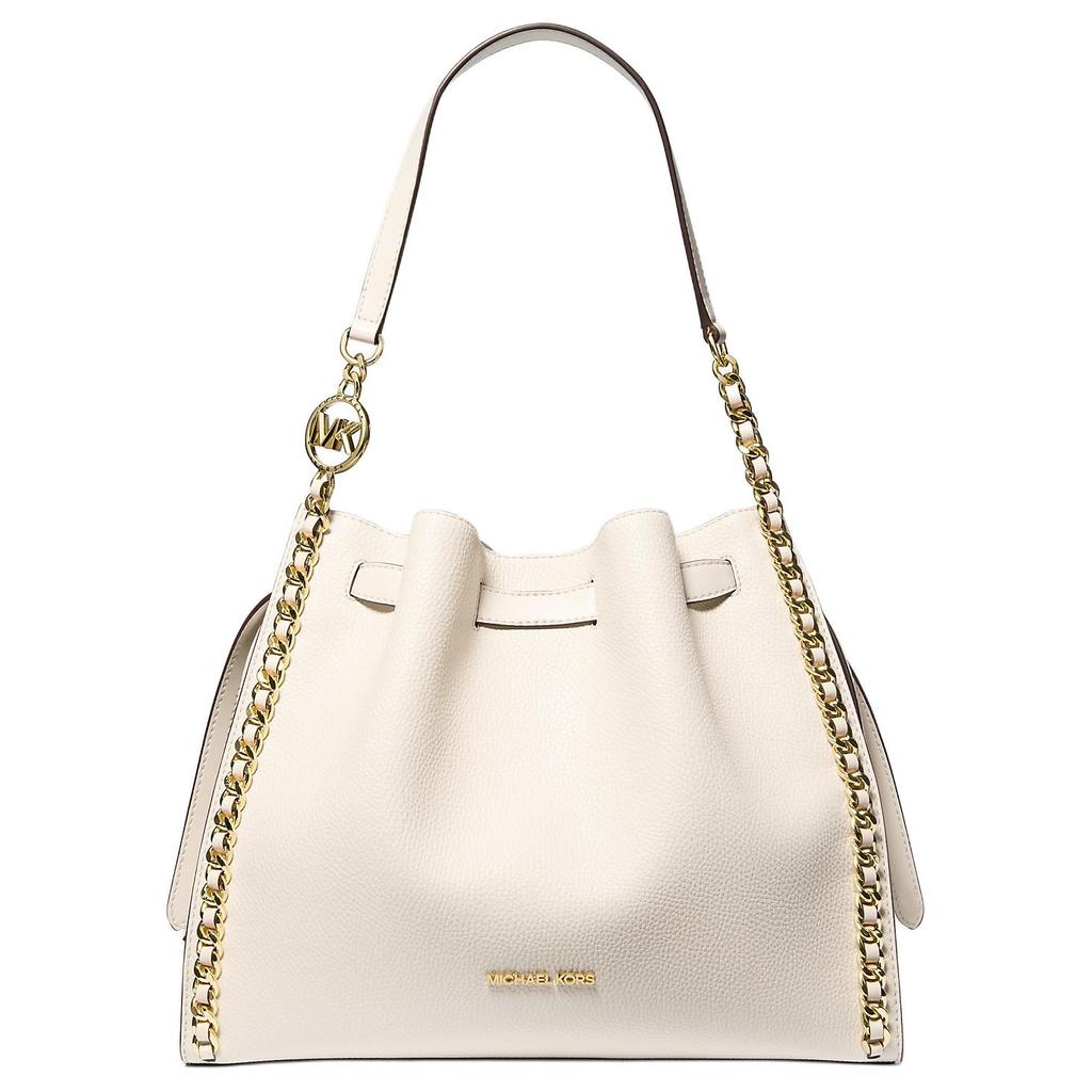 Michael Kors MK Mina Logo Trekkoord Sluiting PU Emmer Tas Dames handtassen Crème-Wit 35H3G4ML3I-2171