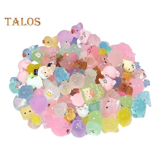 

50/100 шт. Мини-фигурки животных, светящиеся в темноте, украшения из смолы, крошечные кролики, динозавры, миниатюрные украшения для волшебного сада, микроландшафт в горшках 50pcs