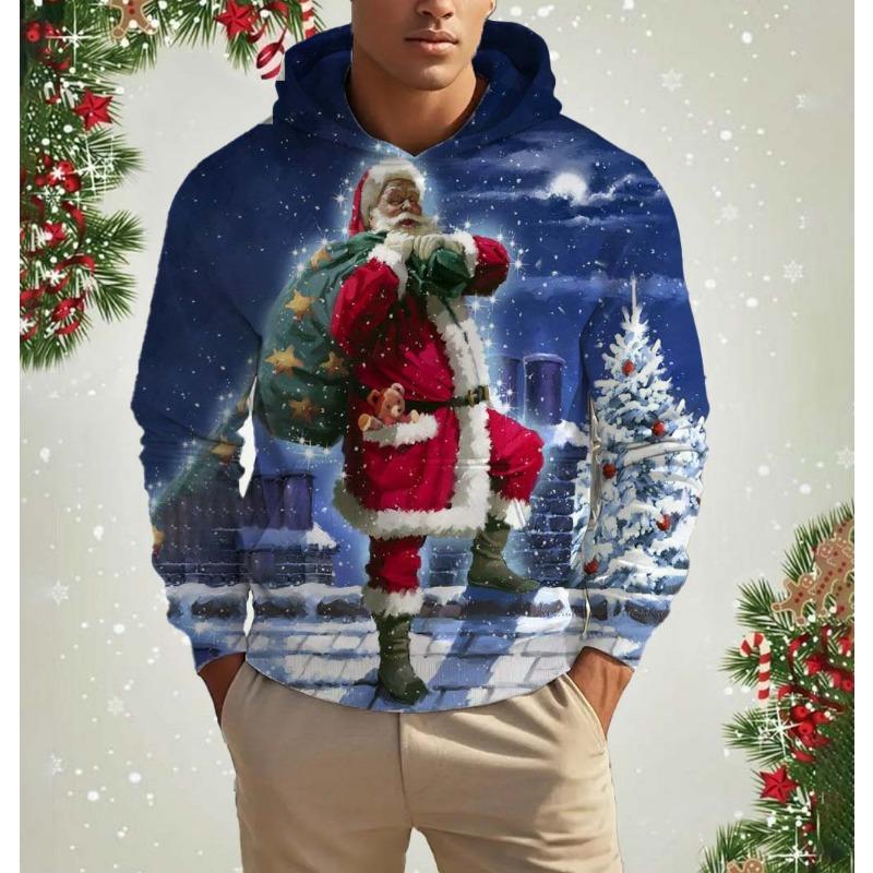 Lustiger Weihnachts-Kapuzenpullover für Herren mit 3D-Druck, Sweatshirts, Harajuku, Kapuzenpullover, Herbst, Weihnachtsmann-Kleidung, Streetwear, Herrenbekleidung