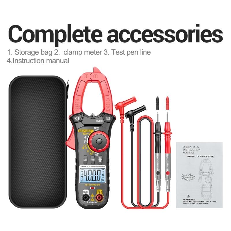 Portable Digital Clamp Multimeter with Large Screen Display High Accuracy Current Clamp Meter 6000A for Professional