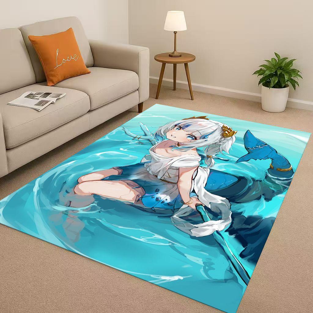 Anime Gawr Gura Hololive Cartoon Cute Girl Living Room Non Slip Area Rug Carpet for Bedroom Playroom Sofa,Home Decor Doormat