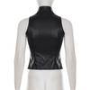 Gothic Punk Dark Style Leather Vest - Metal Decorated Sleeveless Top for Motorcycle & Cool Girl Group