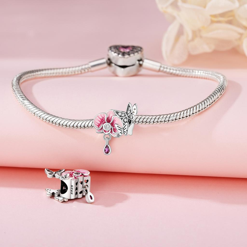 Beads Copper Charms Original Phalaenopsis Insect Beads Fit Bracelet Jewelry Diy Women Fine Gift Accessory