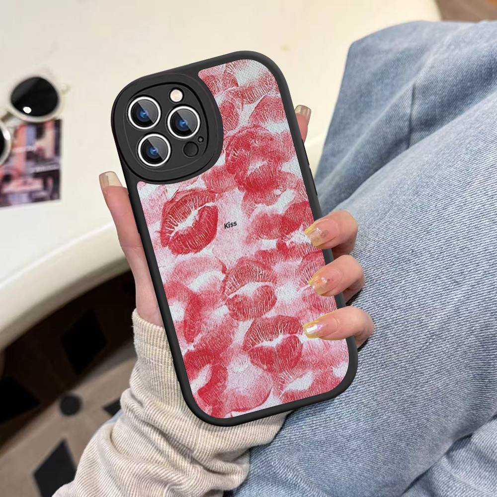 Sexy Girl Red Lips Kiss Phone Cover For IPhone 16 15 14 13 12 11 Pro Max Plus Leather Soft Case