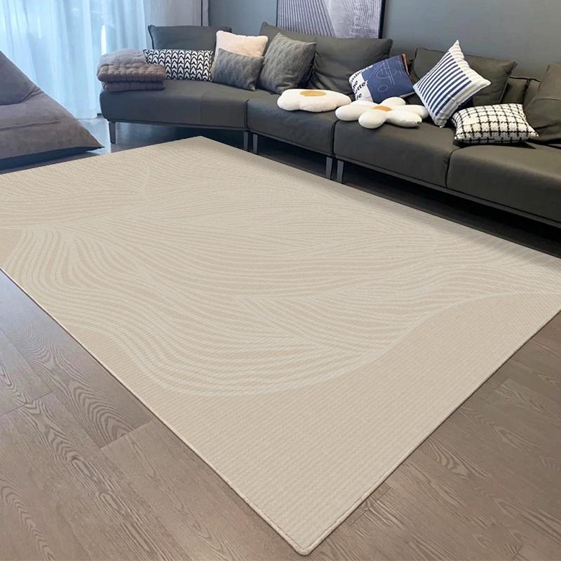 Moderner minimalistischer geometrischer Teppich in neutralen Tönen für Wohnzimmer oder Schlafzimmer