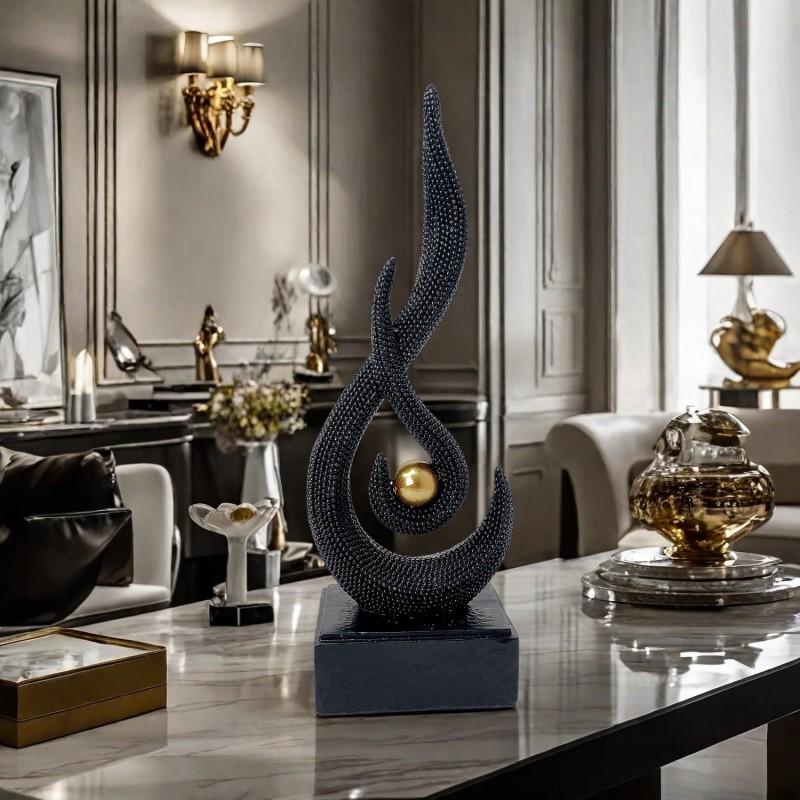 Modern Abstract Resin Desktop Ornament Flame Play Pearl Sculpture Office Living Room Bar Entryway Decor