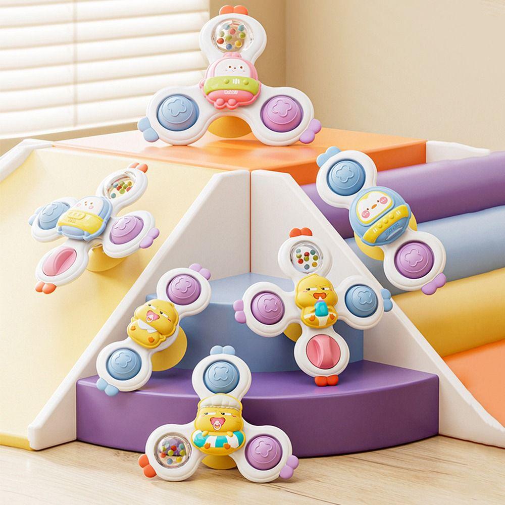 3Pcs/Set Rotating Rattle Suction Cup Spinner Toys Cartoon Animal Spinner Children Gift