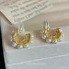 Semicircular C-type Pearl Mosquito Coil Disc Ear Clips, Retro Hong Kong Style Niche Earrings,fashionable Versatile Earrings Without Pierced Ears
