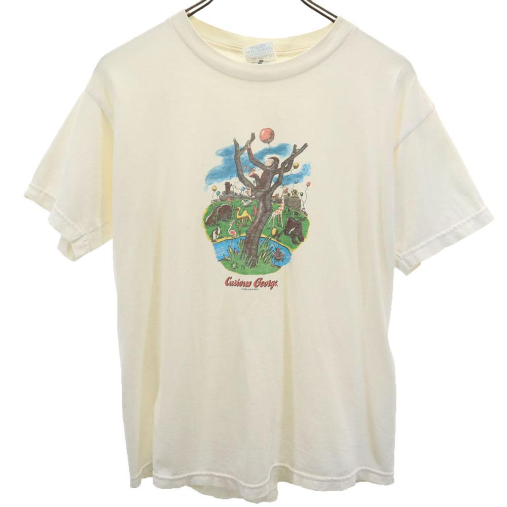 

GILDAN 90-е Футболка с коротким рукавом Любопытный Джордж L Слоновая кость система Мужская Б/у