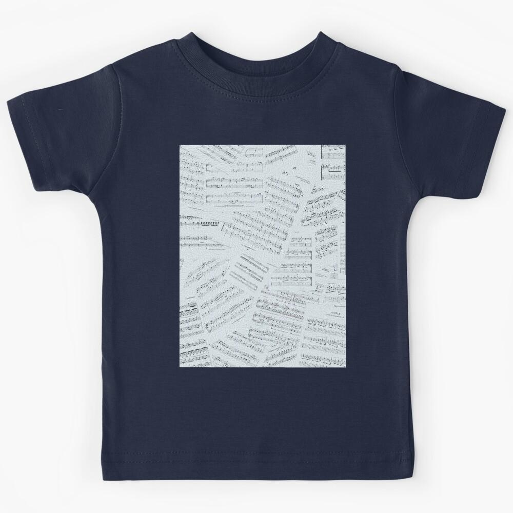 All Over Sheet Music Design With a Transparent Blue Tint Kids T-Shirt 130