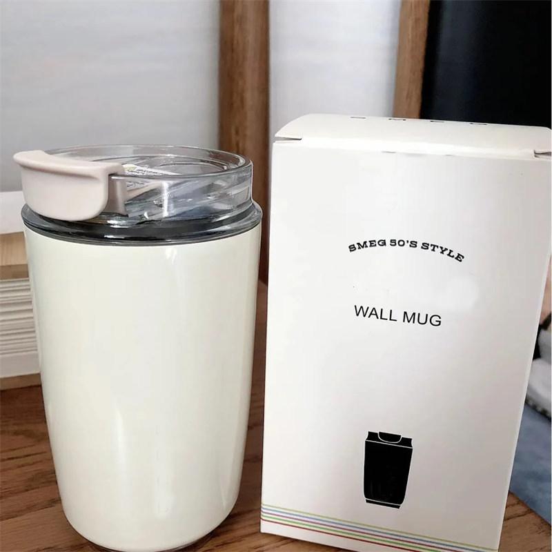 1PCS Tumbler Thermos Cup Milky White Coffee Mug Car Insulated Water Bottle Travel Stainless Steel Vacuum Flasks Drinking Kettle