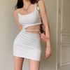 Women's Solid Bareback Hollow Out Slim Sleeveless Strapless Dresses