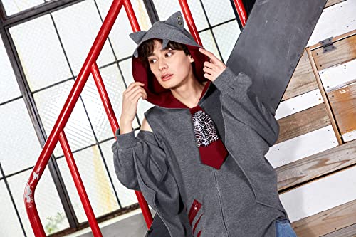 Clearstone Fangle Cosplay Halloween Bat Hoodie, Unisex, Gray