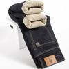 Winter Lamb Fluff Denim Straight Pants Men Thicken Big Size Jeans High Waist Stretch Jeansy Fleece Lined Warm Slim