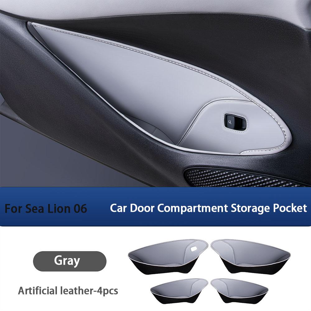 For BYD Sea Lion 06 DM-I/EV Car Door Storage Pockets Leather Storage Boxes Door Slot Pads And Modification Interior Supplies