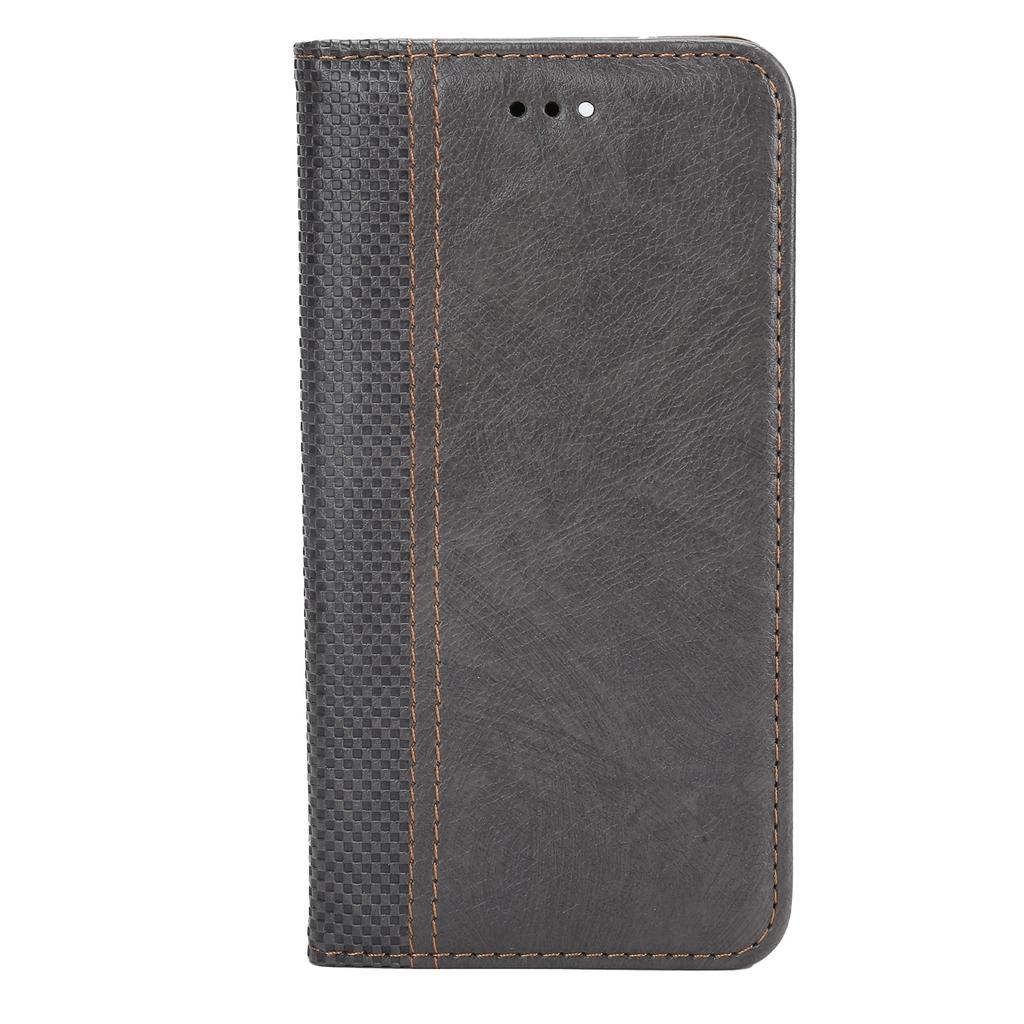Magnetic Mobile Phone PU Leather Flip Cover Case for IPhone 12 12Pro with Grid Pattern