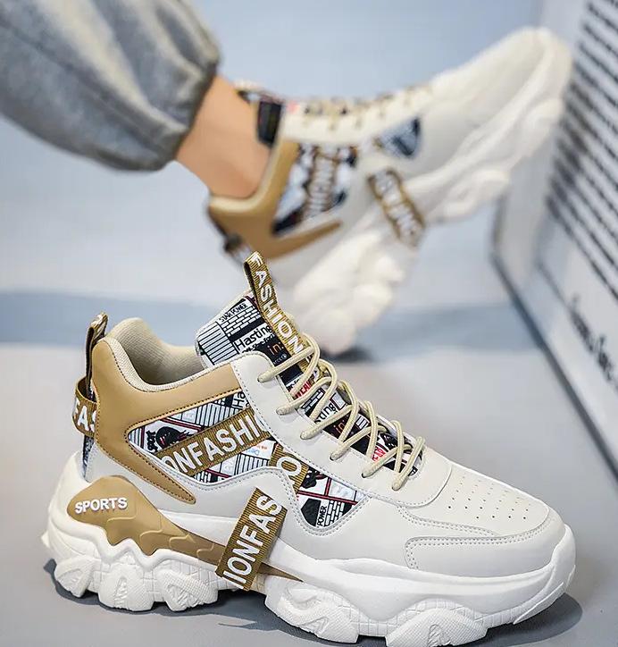 Herren High-Top Schuhe Winter Drehknopf Basketball Sportschuhe Jugend Trendmarke vielseitig Putian Fried Street Dad Schuhe dicke Sohle