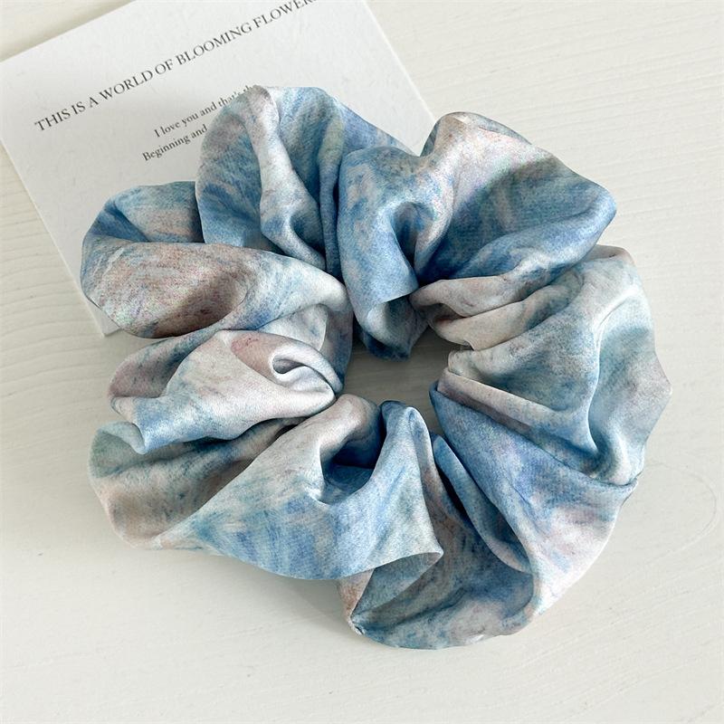 Design Sense Soft Hair Ties Fashion Satin Colorful Large Intestine Hair Bands Tie-dye Hair Accessories Printing Hair Scrunchies