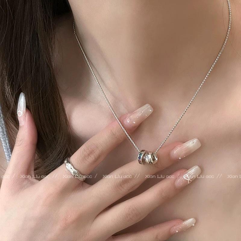 Retro Double-ring Necklace for Women - Collar Chain for High-end Formal Wear
